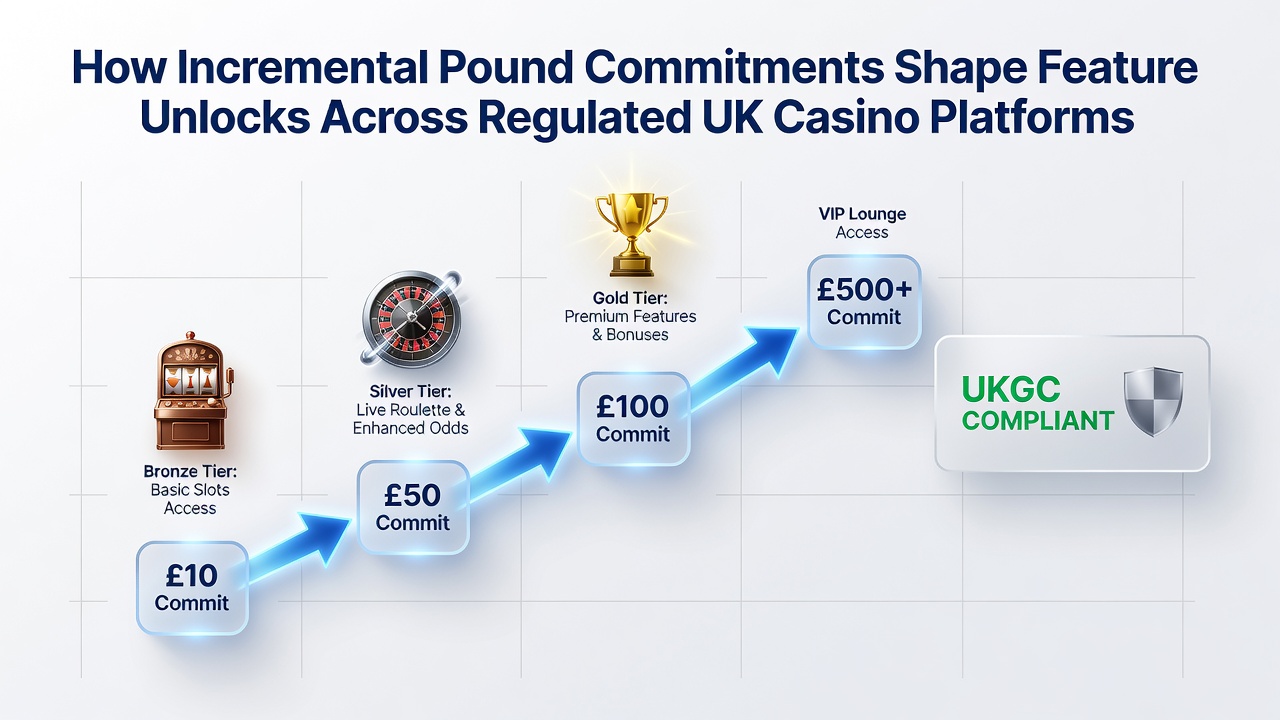 Chart illustrating how pound commitment thresholds correspond to expanded game access and limit adjustments on regulated sites
