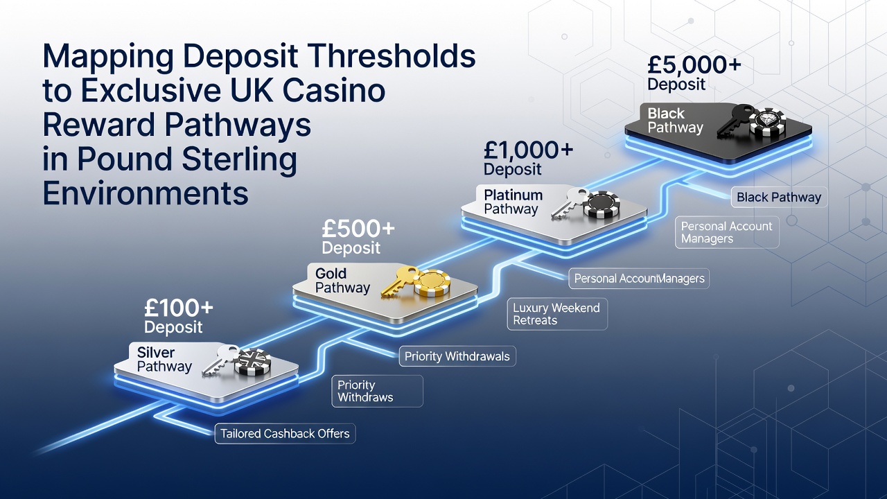 Chart illustrating exclusive reward pathways unlocked at different pound sterling deposit levels in UK casinos